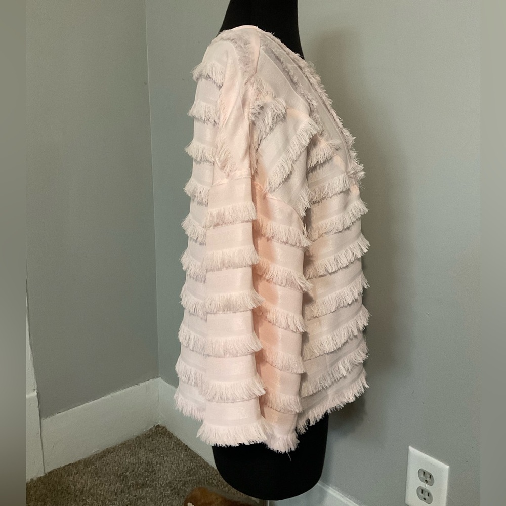 Cupio pale pink fringed blouse. Size Medium - Picture 4 of 7